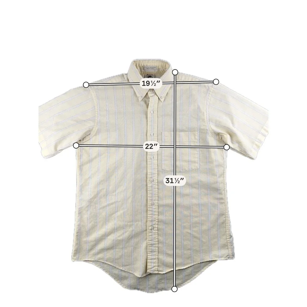 Vintage 70s Arrow Dover Yellow Striped Cotton Blend Shirt Mens 15‎ 1/2 Made USA